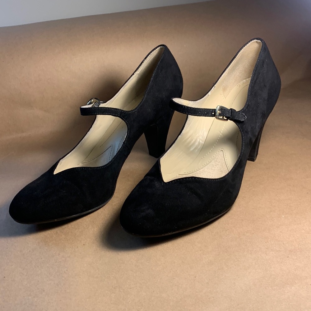 Naturalizer N5 Comfort Black Mary Jane Heels Size  10 M Faux Suede